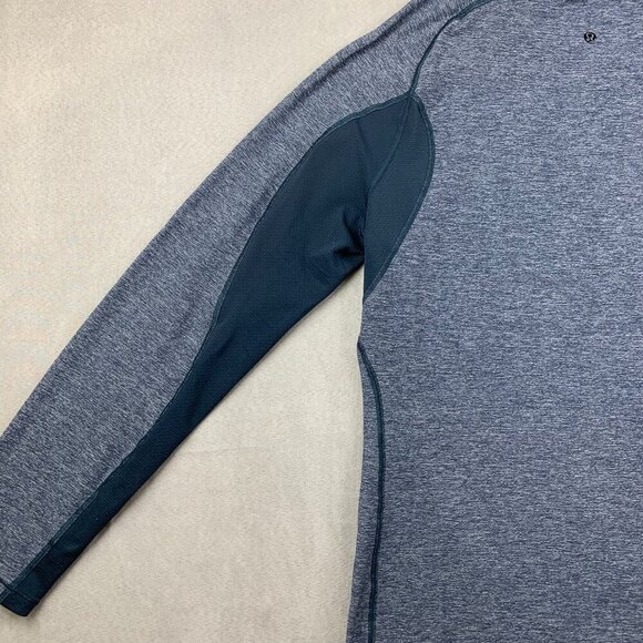 Lululemon Mens Shirt Medium Blue Heather Crewneck Blaze Long Sleeve Running - Picture 8 of 8